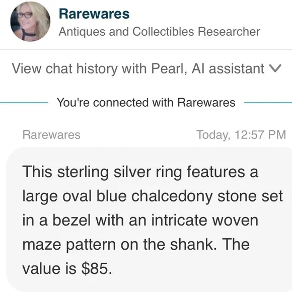 Size 10.5 Blue Chalcedony 925 Sterling Silver Ring - Picture 7 of 8